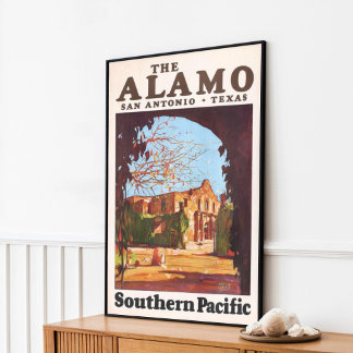 Vintage Retro De Alamo San Antonio Texas Poster