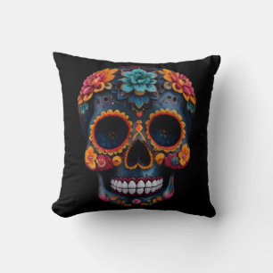 Vintage Retro Decoratieve Suiker Schedel Goud Glan Kussen