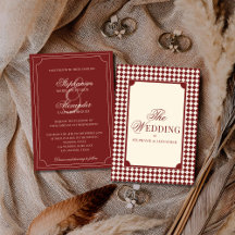 Vintage Retro Deep Red Checkered Old Money Wedding