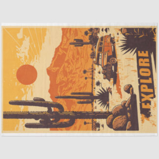 Vintage Retro Desert Travel Poster Decoupage Tissuepapier