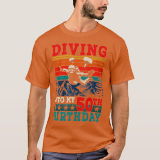 Vintage Retro Diving Into My 50th Birthday Skydivi T-shirt