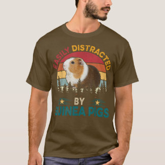 Vintage Retro Easily Distracted By Guinea Pigs Cut T-shirt