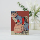 Vintage Retro Eekhoorn Postbode Valentijnkaart Feestdagenkaart (Staand voorkant)