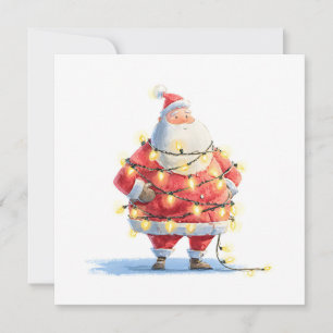 Vintage Retro Eenvoudige Kerstboom Kerstman Feestdagenkaart