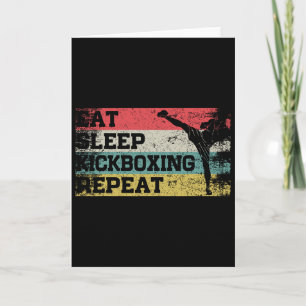Vintage Retro Eet Slaap Kickbox Herhaal Grappige K Kaart