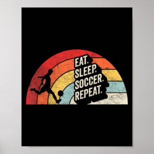 Vintage Retro Eet Slaap Voetbal Herhaal Voetbal 3  Poster