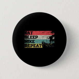 Vintage Retro Eet Slaap Wandel Herhaal Grappige Wa Ronde Button 5,7 Cm