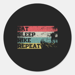 Vintage Retro Eet Slaap Wandel Herhaal Grappige Wa Ronde Sticker