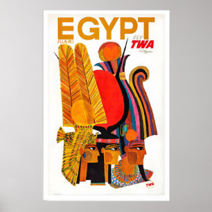 Vintage Retro Egypte Caïro Piramides Wereld Reizen Poster