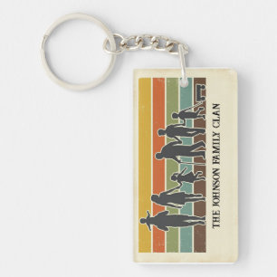 Vintage Retro Familie Trek Silhouette Op Maat Acry Sleutelhanger