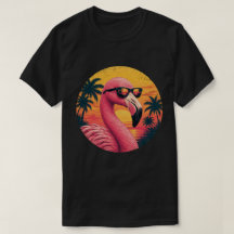 Vintage Retro Flamingo Strand Zonsondergang Zonneb