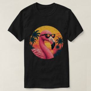 Vintage Retro Flamingo Strand Zonsondergang Zonneb T-shirt