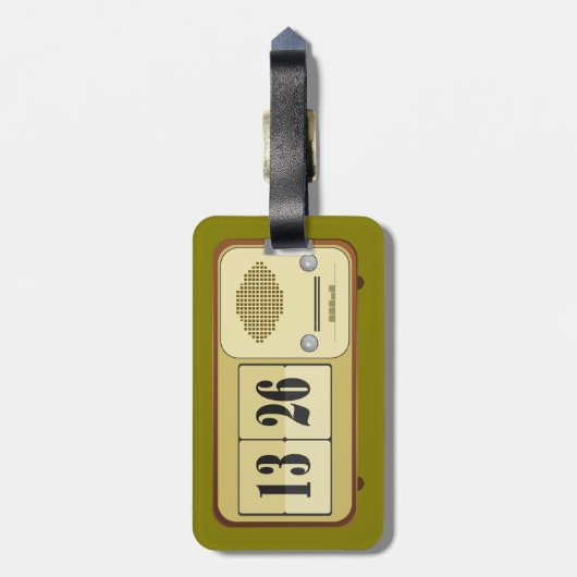 Vintage Retro Flip Clock Radio Bagagelabel (Achterkant verticaal)
