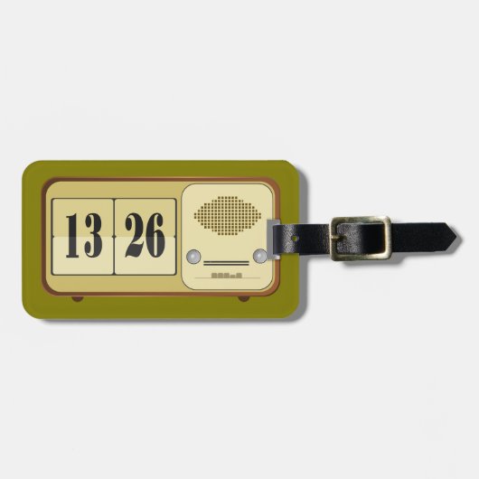 Vintage Retro Flip Klok Radio Bagagelabel (Voorkant horizontaal)