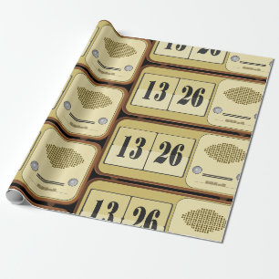 Vintage Retro Flip Klok Radio Cadeaupapier