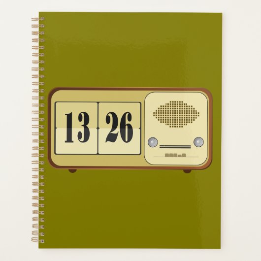 Vintage Retro Flip Klok Radio Planner (Voorkant)