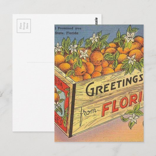 Vintage Retro Florida Sinaasappels Briefkaart (Voorkant / Achterkant)