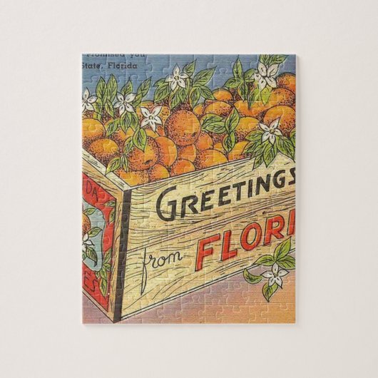 Vintage Retro Florida Sinaasappels Legpuzzel (Verticaal)