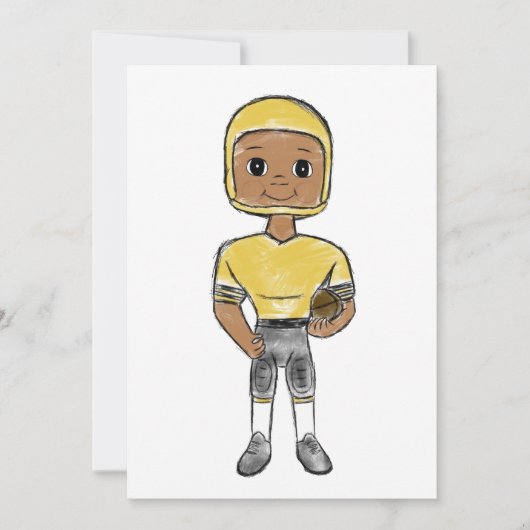 vintage retro football player black yellow simple kaart (Voorkant)