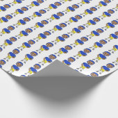 vintage retro football player blue yellow simple cadeaupapier (Hoek)