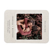 Vintage Retro Foto Lijst Linen Custom Wedding Magneet (Horizontaal)