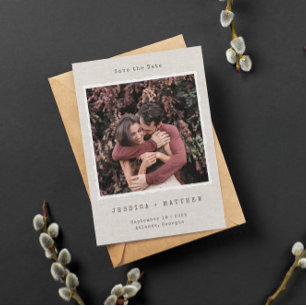 Vintage Retro Foto Lijst Linen Custom Wedding Save The Date