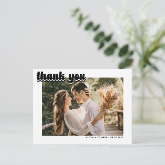 Vintage Retro Foto | Trouwdag Dankjewel Briefkaart (Staand voorkant)