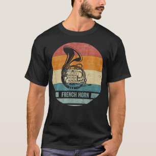 Vintage Retro French Horn Musician Silhouette Suns T-shirt