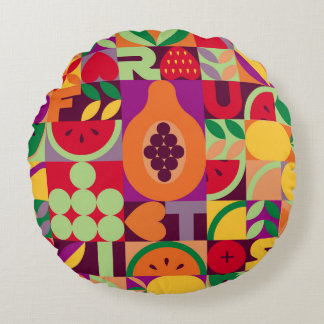 Vintage retro fruit vintage seamless pattern. Abst Rond Kussen