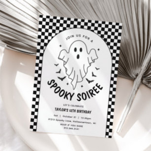 Vintage Retro Geest Halloween Verjaardagsuitnodigi Kaart