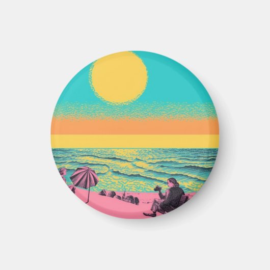Vintage/retro geïnspireerd, strand magneet (Voorkant)