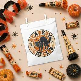 Vintage Retro Gelukkig Halloween Zwarte Kat Bedankzakje