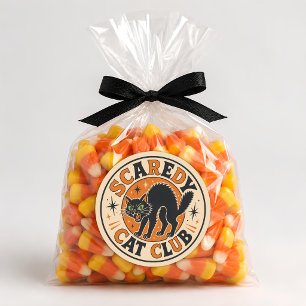 Vintage Retro Gelukkig Halloween Zwarte Kat Ronde Sticker