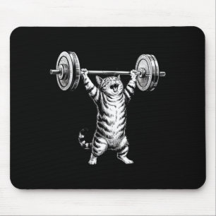 Vintage Retro Gewichtheffen Gym Fun Cat Deadlif Muismat
