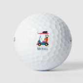 Vintage Retro Golf Cart Cute Blue Monogrammed  Golfballen (Voorkant)