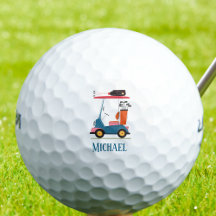 Vintage Retro Golfkar Cute Blauwe Monogram