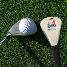 Vintage Retro Golfkar Cute Blauwe Monogram