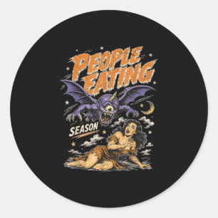 Vintage retro grappige horror vleermuis monster me ronde sticker