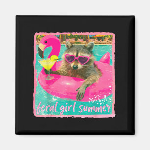 Vintage retro grappige strand wasbeer meisjesachti magneet