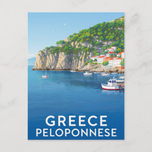 Vintage Retro Griekenland Peloponnesos Kustdorp Briefkaart