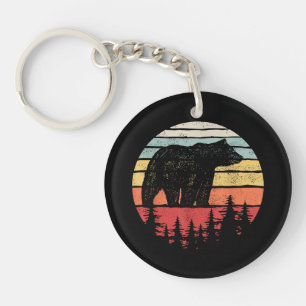 Vintage Retro Grijze Beer Sleutelhanger