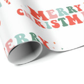 Vintage Retro Groovy Kerst Inpakpapier (Rol Hoek)