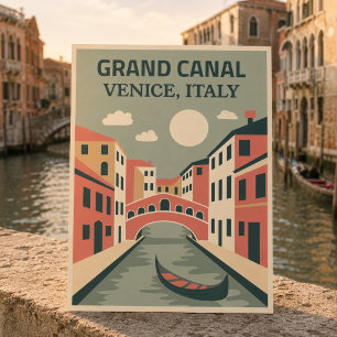 Vintage Retro Grote Kanaal Venetië Italië Rustiek Briefkaart