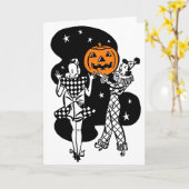 Vintage Retro Halloween Pumpkin Kaart (Gele Bloem)