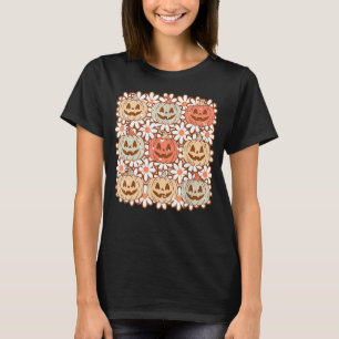 Vintage Retro Halloween Pumpkin Mannen Vrouwen Kin T-shirt