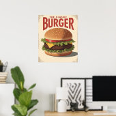 Vintage Retro Hamburger Diner Poster Kunst (Thuiskantoor)
