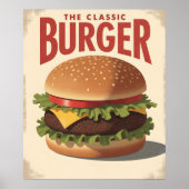Vintage Retro Hamburger Diner Poster Kunst (Voorkant)