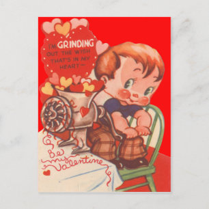 Vintage Retro Hart Molen Valentijnkaart Feestdagenkaart