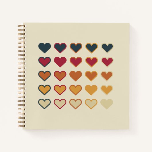 Vintage Retro Hartpatroon Notitieboek (Voorkant)