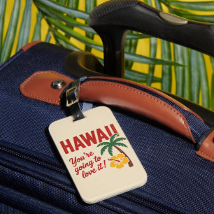 Vintage Retro Hawaïaanse Eilanden Reisillustratie Bagagelabel